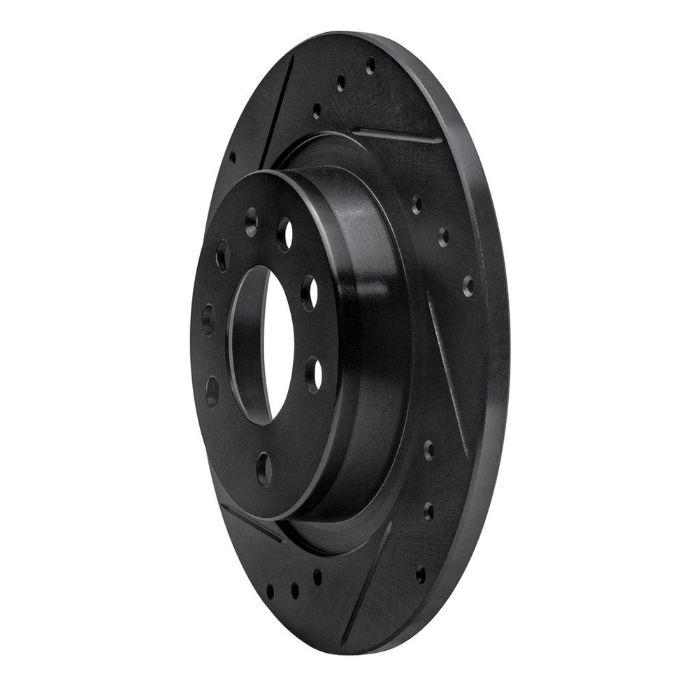 R1 06-10 Pontiac Solstice Rear Left Drilled & Slotted Black Brake Rotor