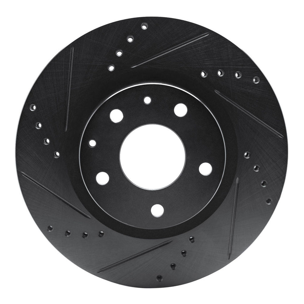 R1 19-25 Mazda CX-30 Front Left Drilled & Slotted Black Brake Rotor