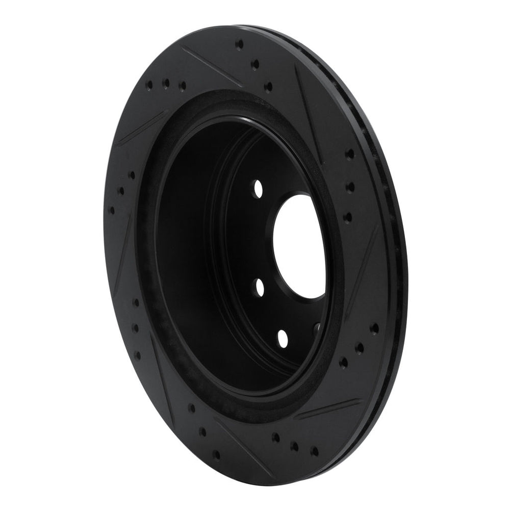 R1 02-25 Infiniti G35 Rear Left Drilled & Slotted Black Brake Rotor