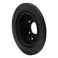 R1 02-25 Infiniti G35 Rear Left Drilled & Slotted Black Brake Rotor