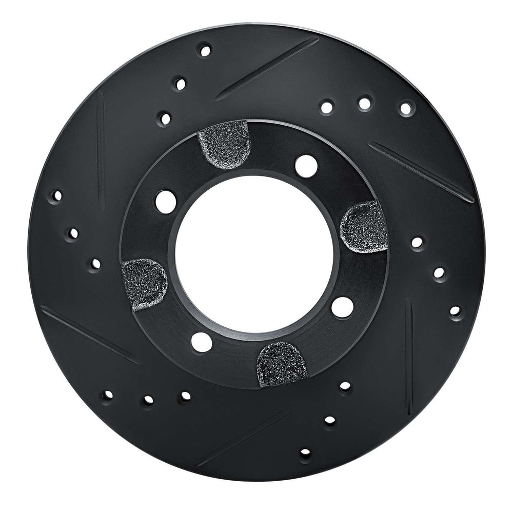 R1 82-86 Nissan STANZA Front Left Drilled & Slotted Black Brake Rotor