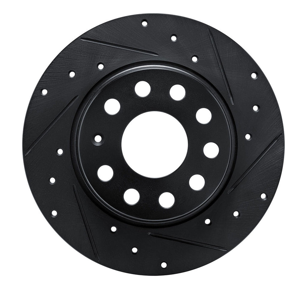 R1 17-25 Audi Q2 (Mexico) Rear Right Drilled & Slotted Black Brake Rotor