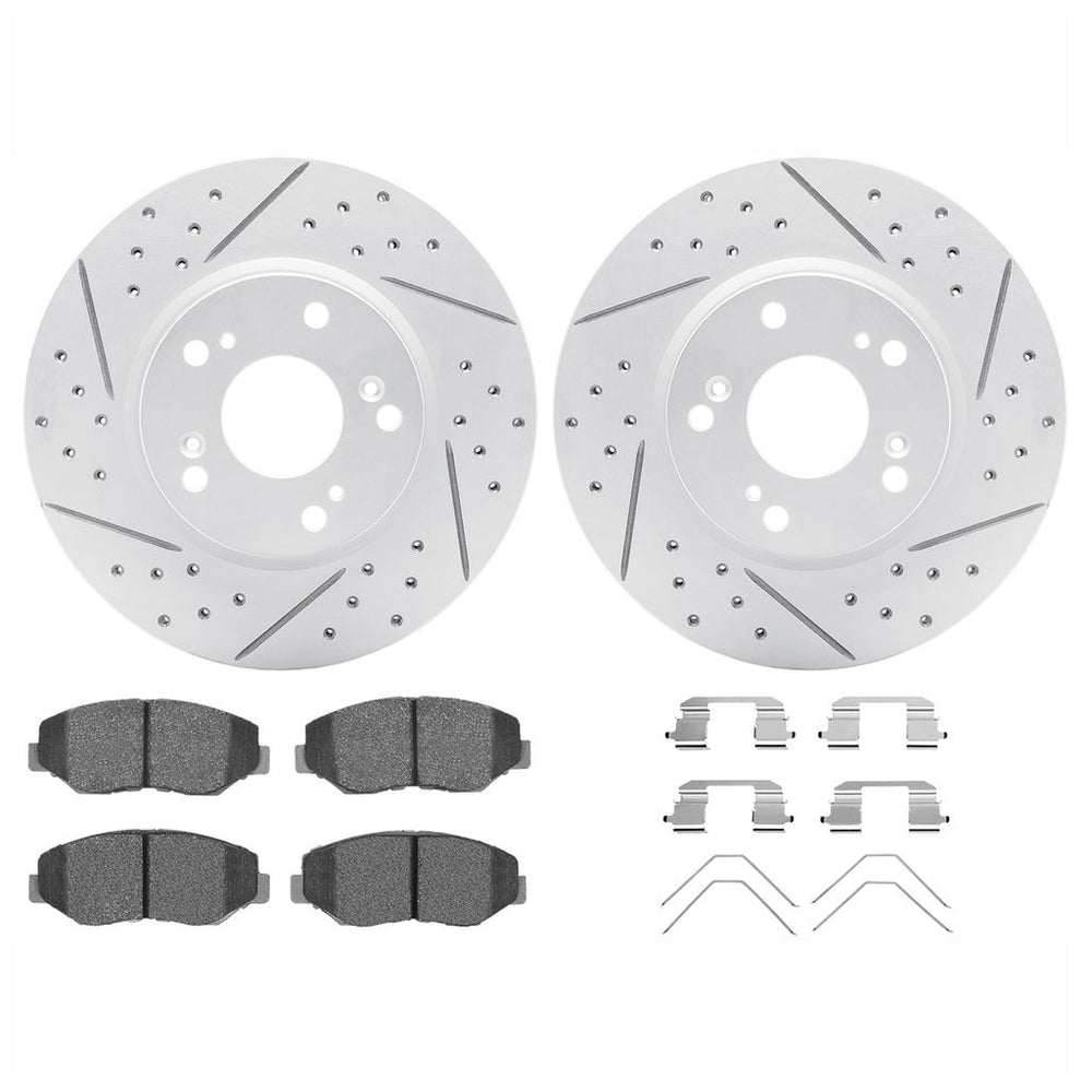 DFC 03-17 Acura ILX Front Drilled & Slotted Geoperformance Rotors 5000 Advanced Pads w/Hardware