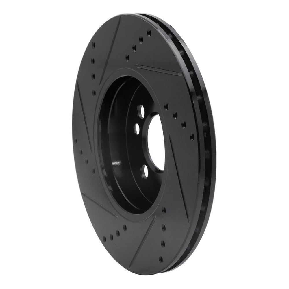 R1 07-15 Mini Cooper (Excl Clubman) Front Right Drilled & Slotted Black Brake Rotor