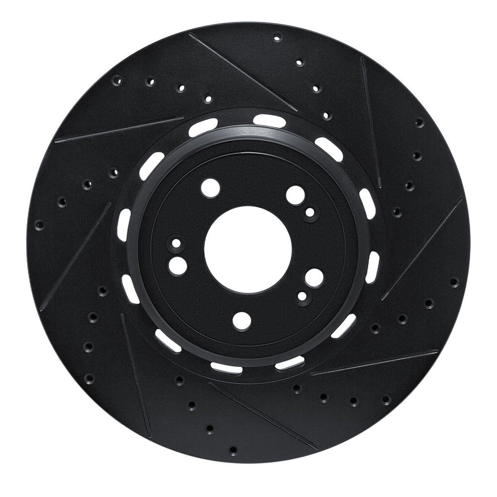 R1 21-26 Genesis GV70 Front Right Drilled & Slotted Black Brake Rotor