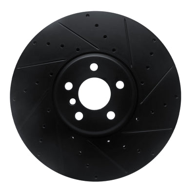 R1 16-25 BMW i7 Right Front Drilled & Slotted Black Brake Rotor