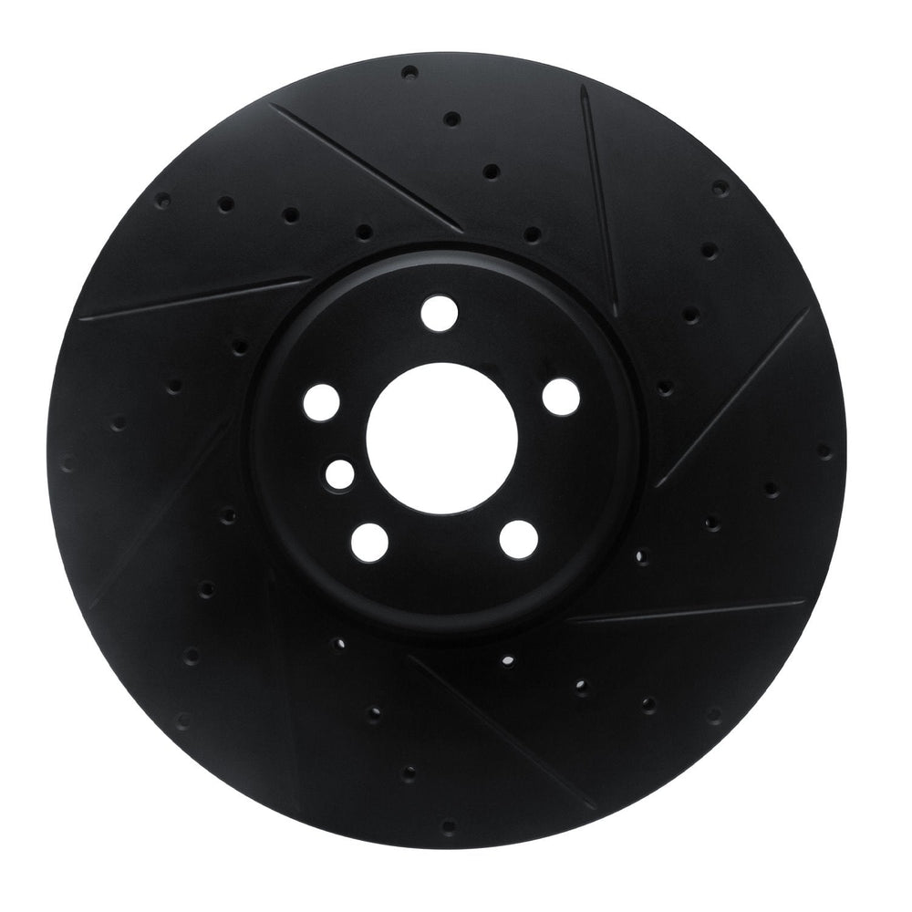 R1 16-25 BMW i7 Right Front Drilled & Slotted Black Brake Rotor