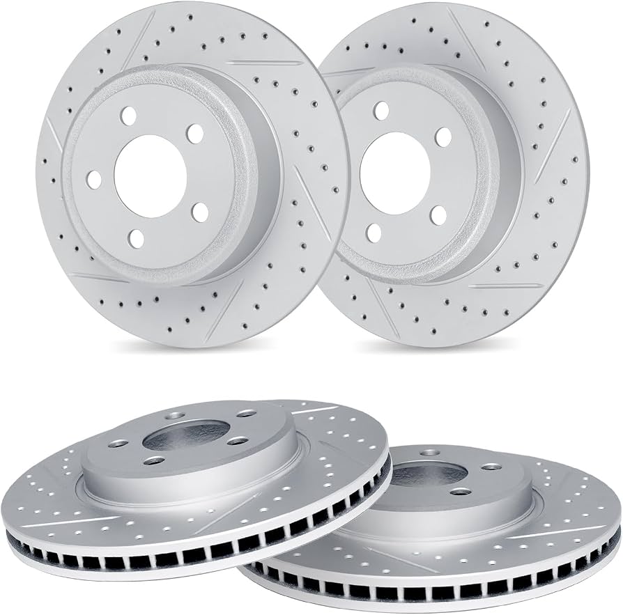 R1 13-18 Subaru XV Crosstrek Front & Rear Drilled & Slotted Carbon Coated Brake Rotor Set