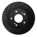 R1 89-90 Nissan 300ZX Front Left Drilled & Slotted Black Brake Rotor