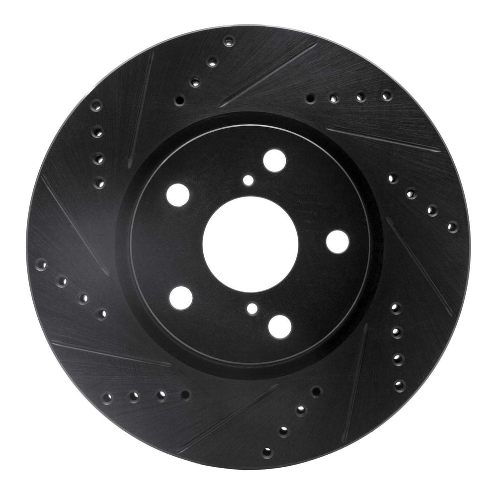 R1 21-23 Dodge CHALLENGER Right Front Drilled & Slotted Black Brake Rotor