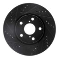 R1 21-23 Dodge CHALLENGER Right Front Drilled & Slotted Black Brake Rotor