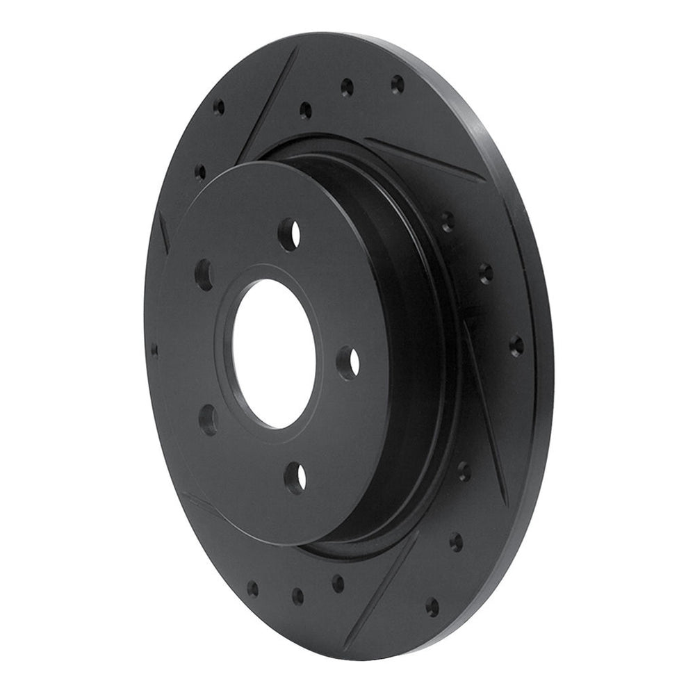 R1 12-18 Ford Focus Rear Left Drilled & Slotted Black Brake Rotor
