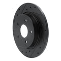 R1 12-18 Ford Focus Rear Left Drilled & Slotted Black Brake Rotor