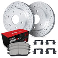 R1 19-25 Ram 1500 Rear Drill/Slot Carbon Coated Rotor Set w/Optimum Pads