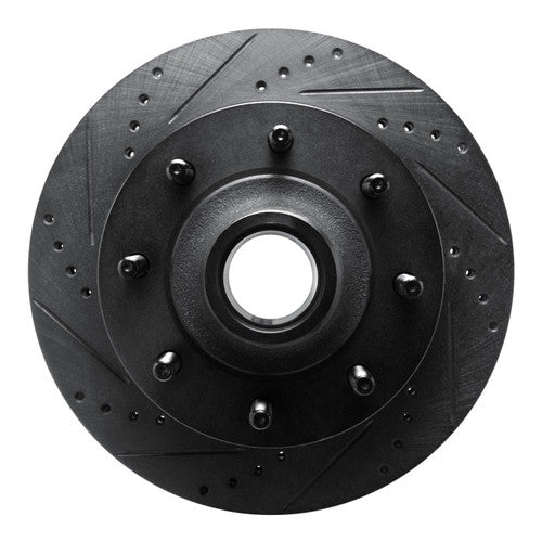 R1 99-02 Ford F-350 Super Duty 2WD Front Left Drilled & Slotted Black Brake Rotor