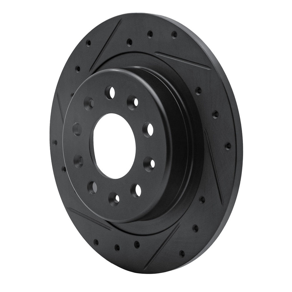 R1 2016-2025 Buick Envista Rear Left Drilled & Slotted Black Brake Rotor