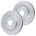 R1 07-22 Lexus LX570 Front Drilled & Slotted Carbon Coated Brake Rotor Set