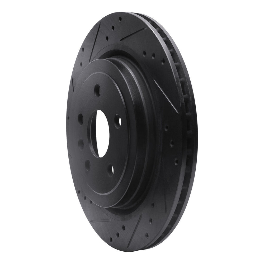 R1 08-14 Cadillac CTS Rear Left Drilled & Slotted Black Brake Rotor