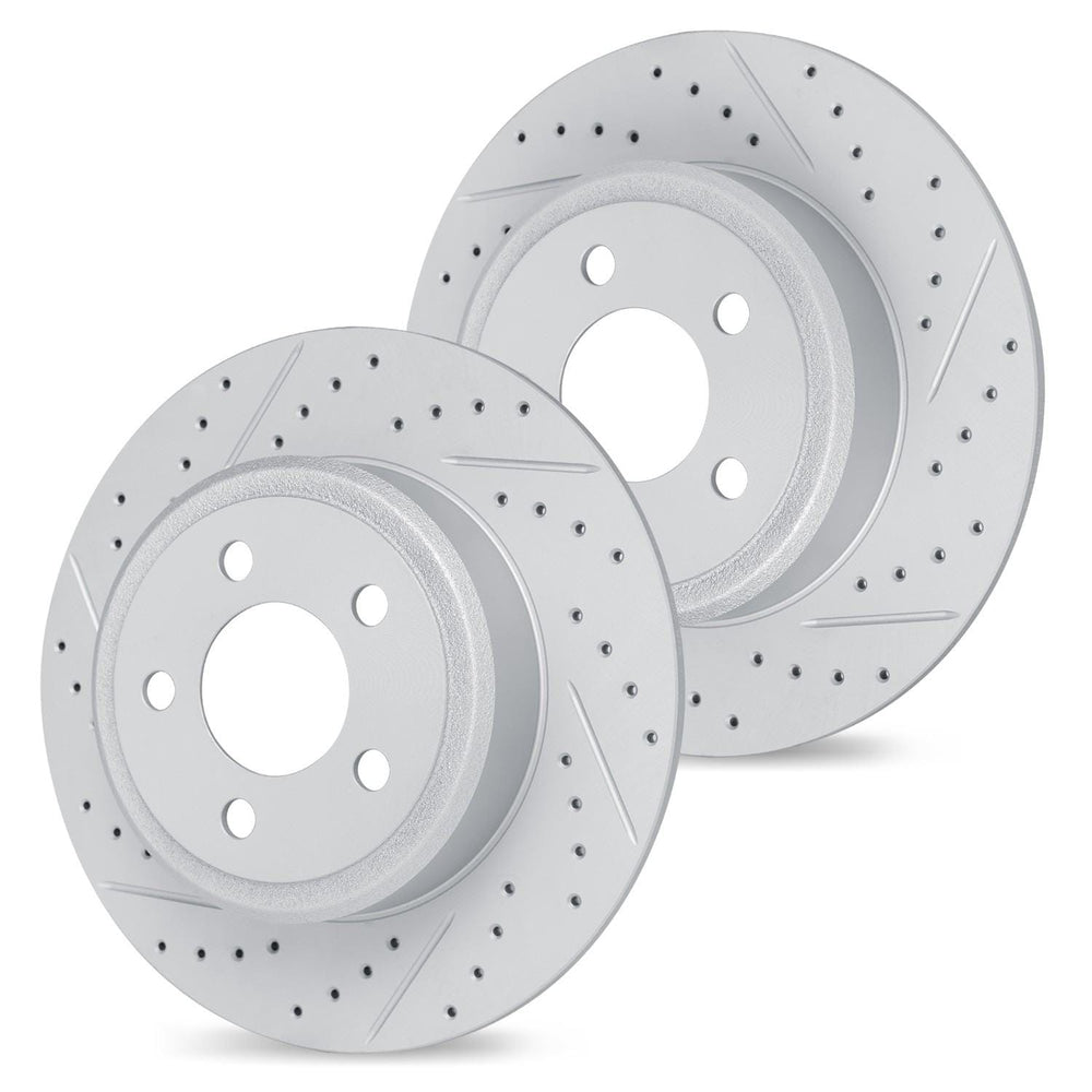 R1 16-23 Mazda CX-9 Rear Drilled & Slotted Carbon Coated Brake Rotor Set