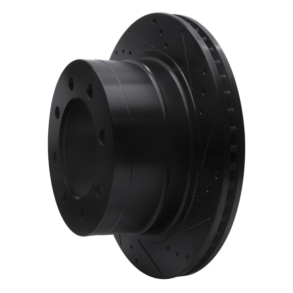 R1 03-08 Dodge Ram 3500 Rear Right Drilled & Slotted Black Brake Rotor