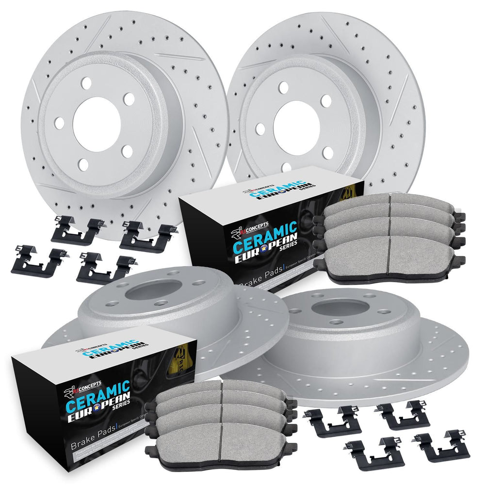 R1 17-25 Alfa Romeo Giulia Front & Rear Drill/Slot Carbon Coated Rotor Set w/Euro Ceramic Pads