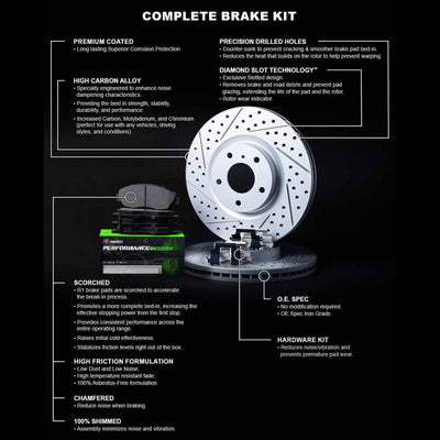 R1 13-18 Acura ILX Front Drill/Slot Carbon Coated Rotor Set w/Perf Sport Pads