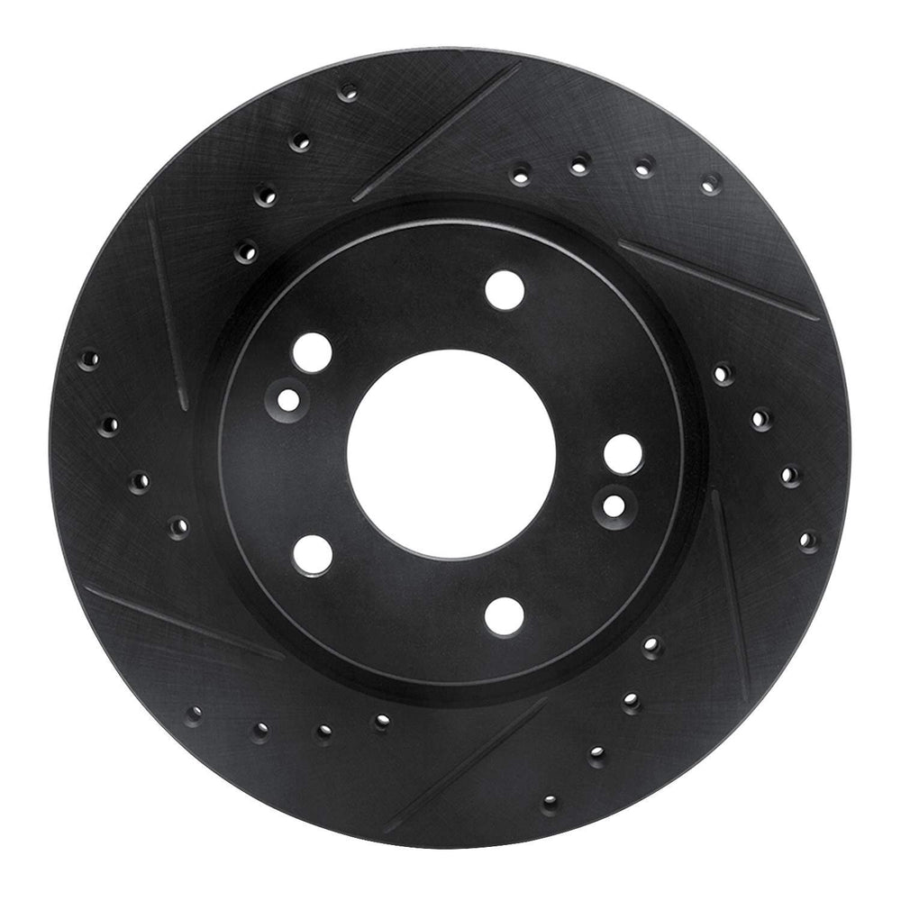 R1 07-10 Hyundai Elantra Front Left Drilled & Slotted Black Brake Rotor