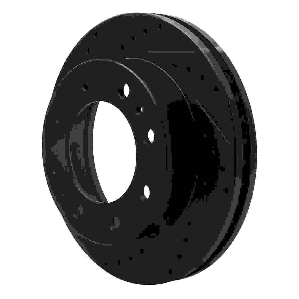 R1 99-01 Ford F550 Super Duty Front Left Drilled & Slotted Black Brake Rotor