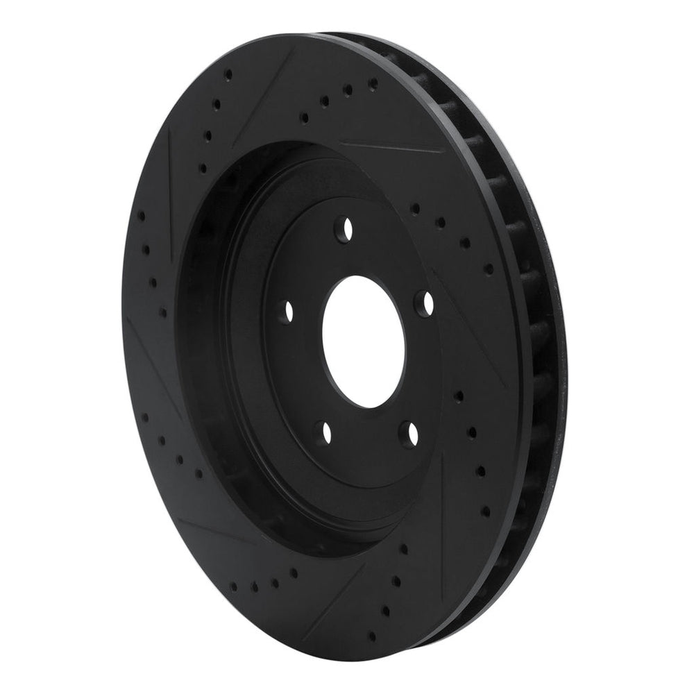 R1 97-09 Cadillac XLR Left Front Drilled & Slotted Black Brake Rotor