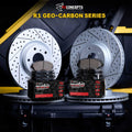R1 99-07 Chevy Astro Front & Rear Drill/Slot Carbon Coated Rotor Set w/Off-Road/Tow Pads