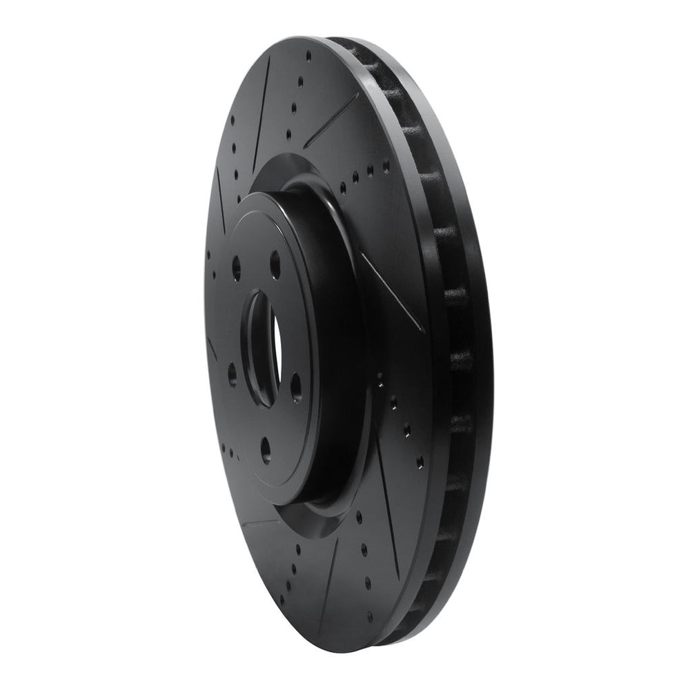 R1 2012-2025 Dodge Durango Front Left Drilled & Slotted Black Brake Rotor