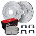 R1 06-24 Chrysler Aspen Front Drill/Slot Carbon Coated Rotor Set w/Optimum Pads