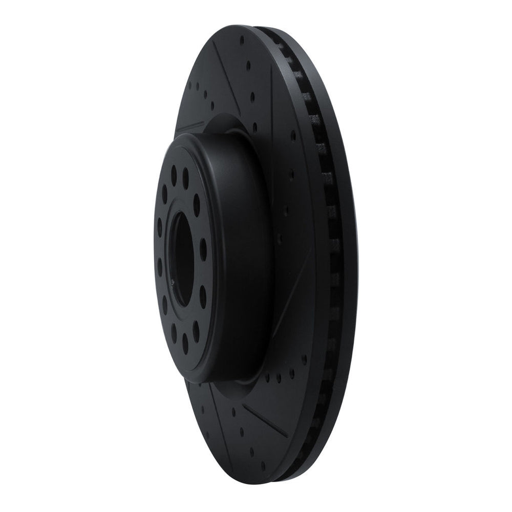 R1 19-25 Ram 1500 Front Right Drilled & Slotted Black Brake Rotor