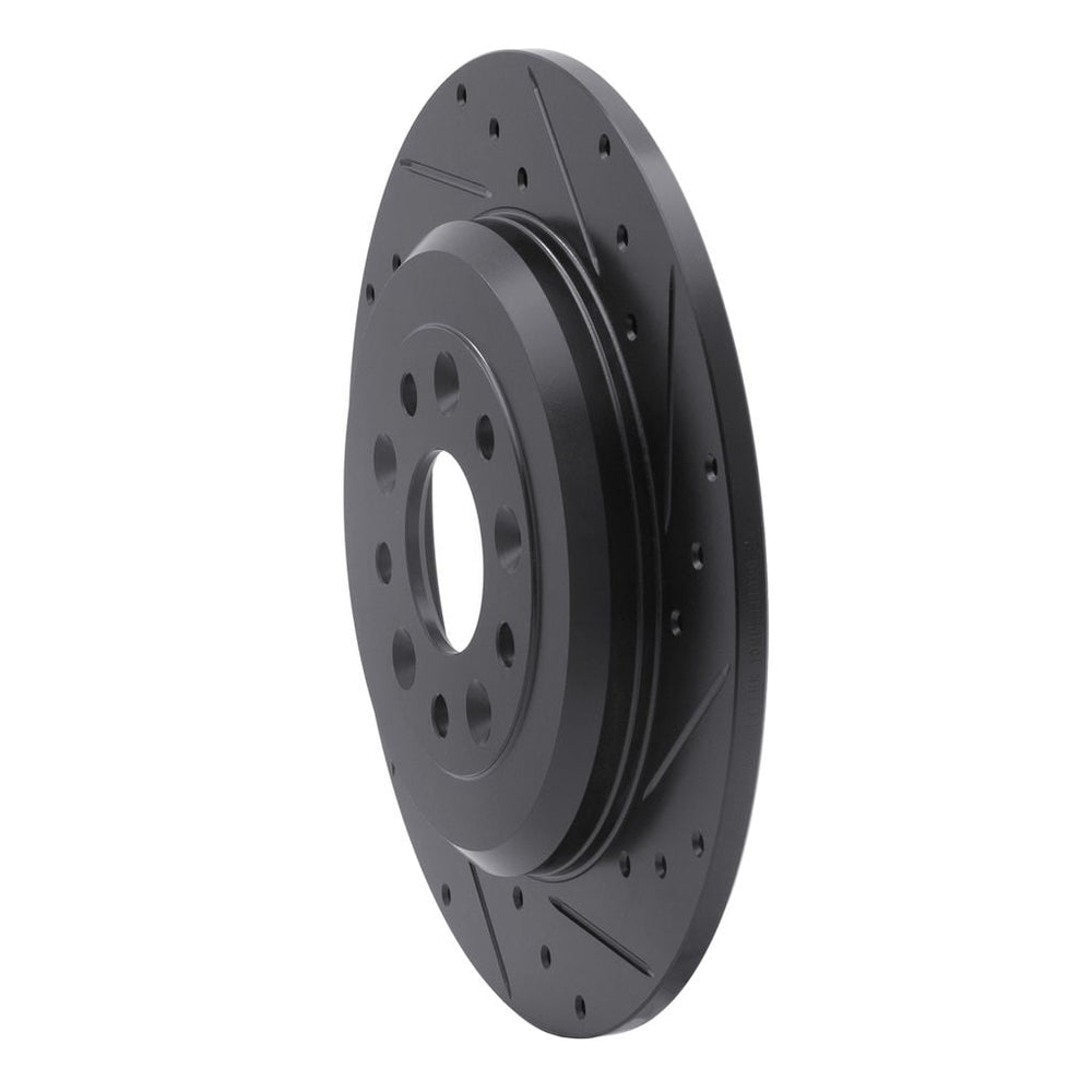 R1 05-19 Ford Freestyle Rear Right Drilled & Slotted Black Brake Rotor