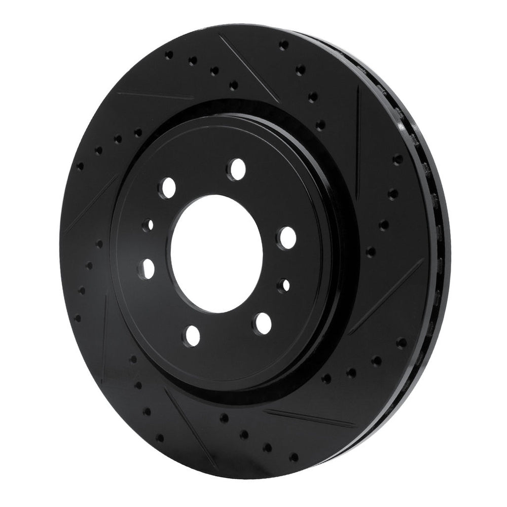 R1 07-21 Ford Expedition Front Right Drilled & Slotted Black Brake Rotor