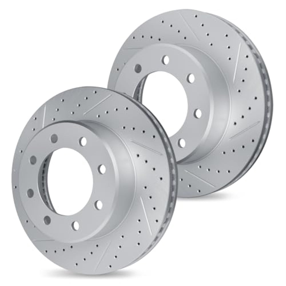 R1 04-07 Toyota Highlander Front & Rear Drilled & Slotted Carbon Coated Brake Rotor Set
