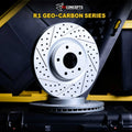 R1 19-25 Mazda 3 Front Drilled & Slotted Carbon Coated Brake Rotor Set