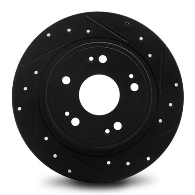 R1 20-25 Land Rover Discovery Front Right Drilled & Slotted Black Brake Rotor