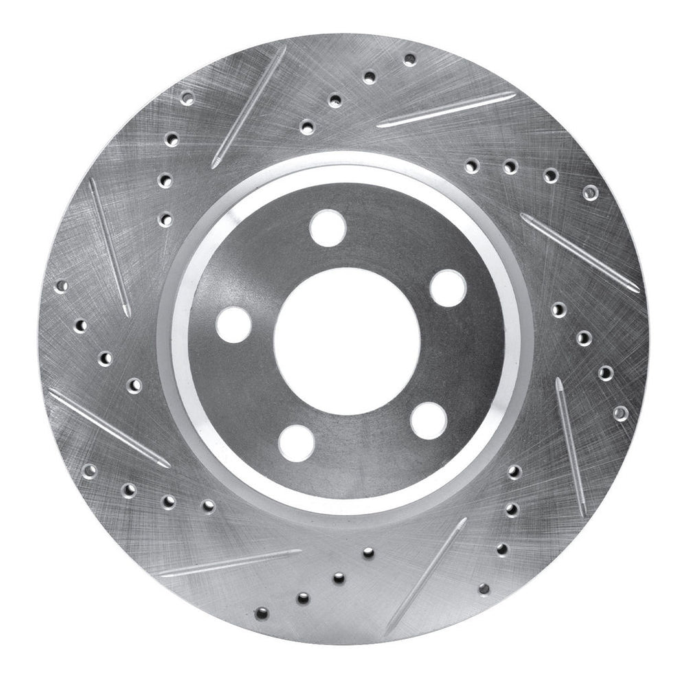 R1 09-23 Dodge Challenger Front Left Drilled & Slotted Silver Brake Rotor