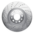 R1 2017-2025 Alfa Romeo Stelvio Front Left Drilled & Slotted Silver Brake Rotor