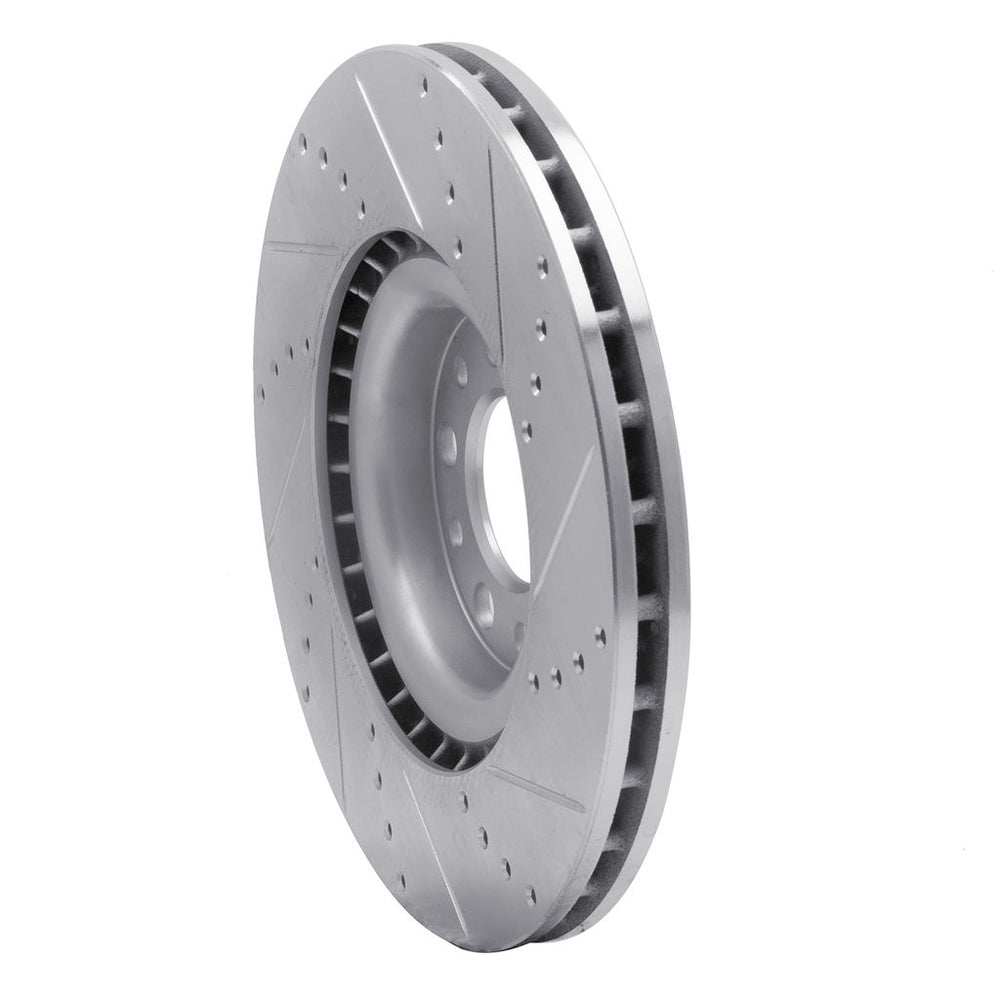 R1 2017-2025 Alfa Romeo Stelvio Front Left Drilled & Slotted Silver Brake Rotor
