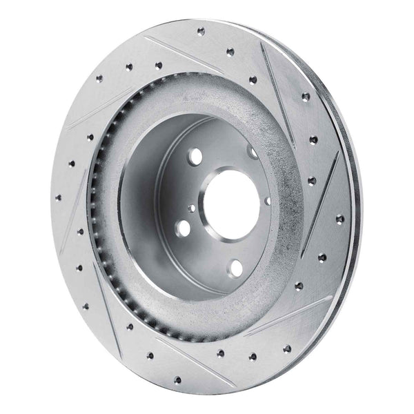 R1 21-22 Lexus RC350 Rear Left Drilled & Slotted Silver Brake Rotor