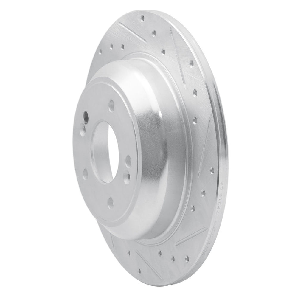 R1 18-23 Genesis G70 Rear Right Drilled & Slotted Silver Brake Rotor