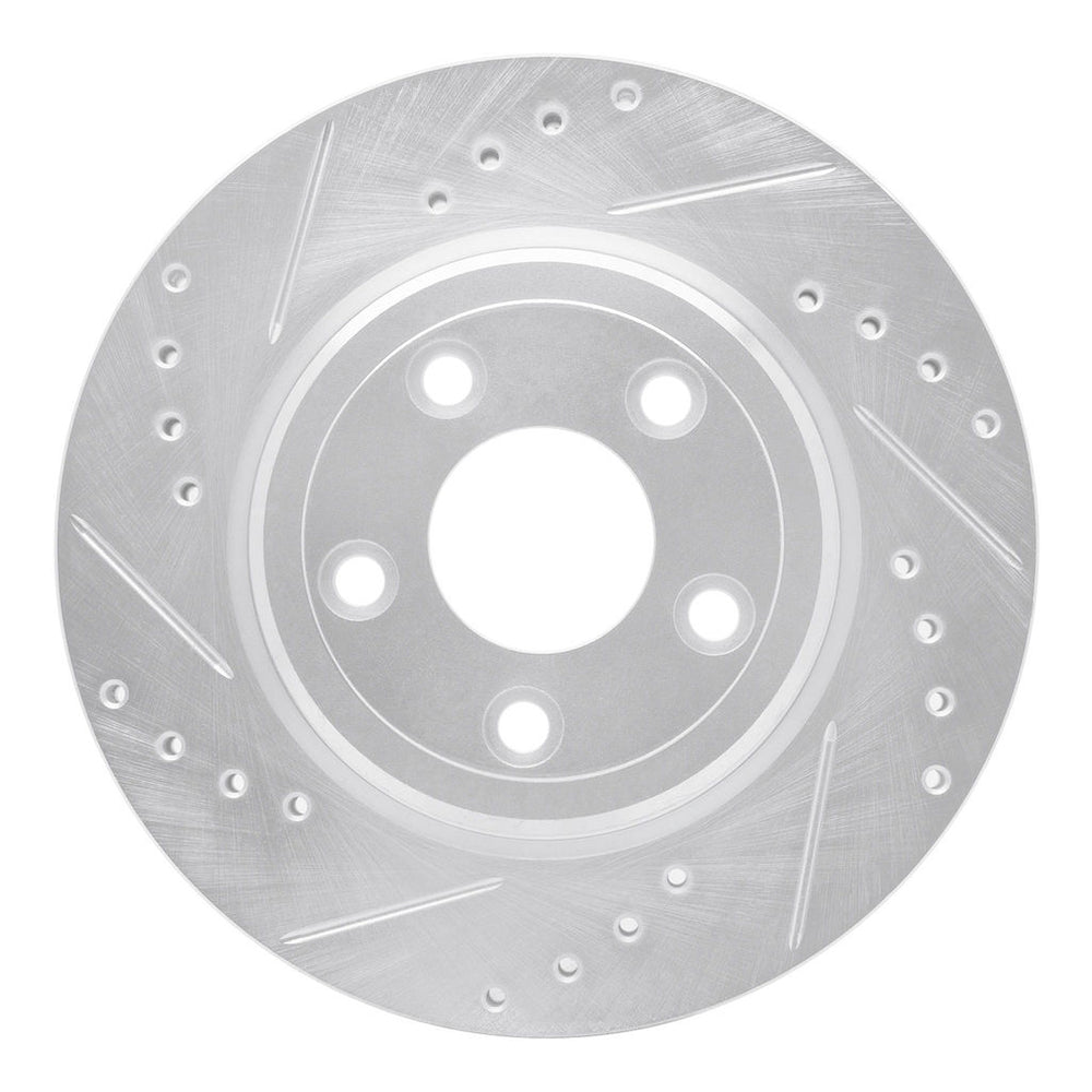 R1 00-06 Ford Thunderbird Rear Left Drilled & Slotted Silver Brake Rotor