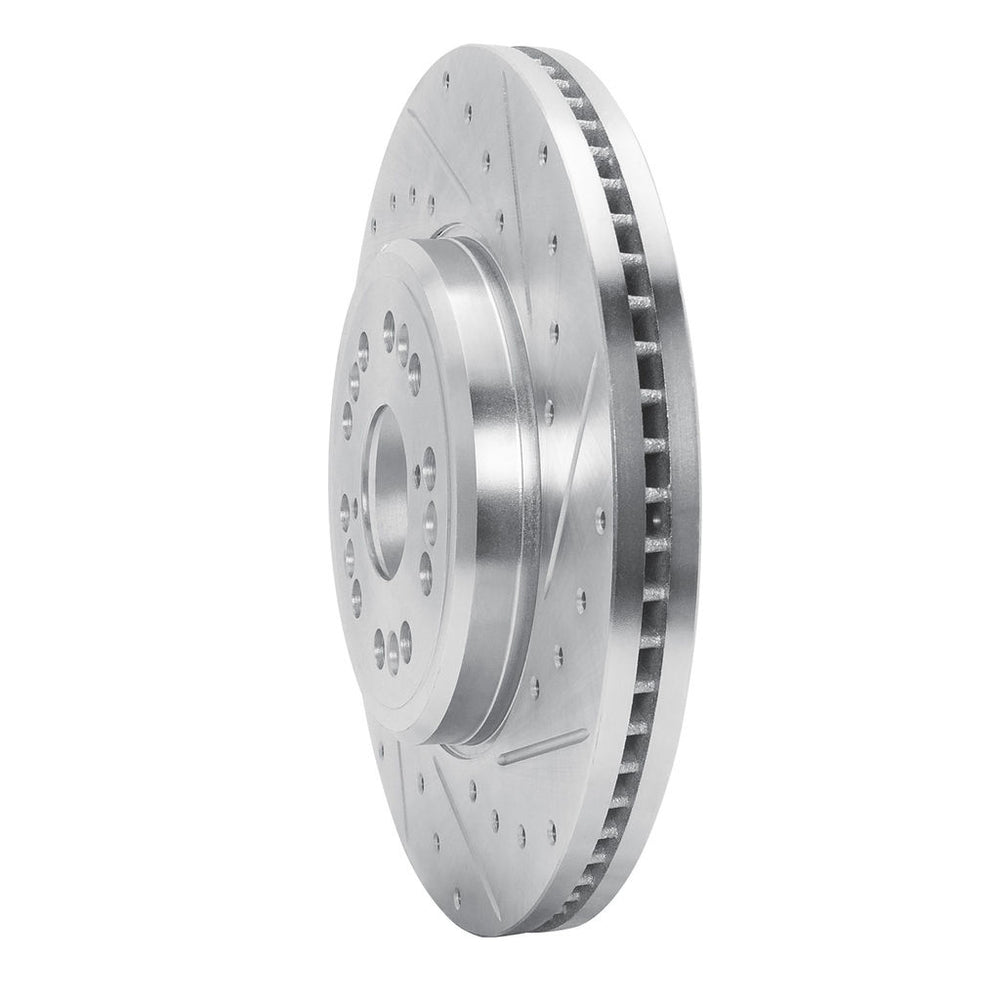 R1 1995-2000 Lexus LS400 Front Right Drilled & Slotted Silver Brake Rotor
