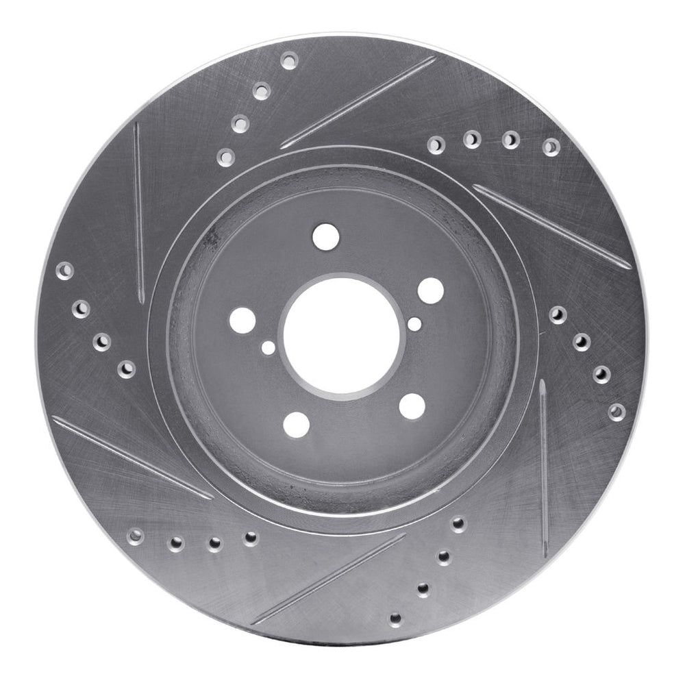 R1 17-23 Subaru Impreza Front Right Drilled & Slotted Silver Brake Rotor