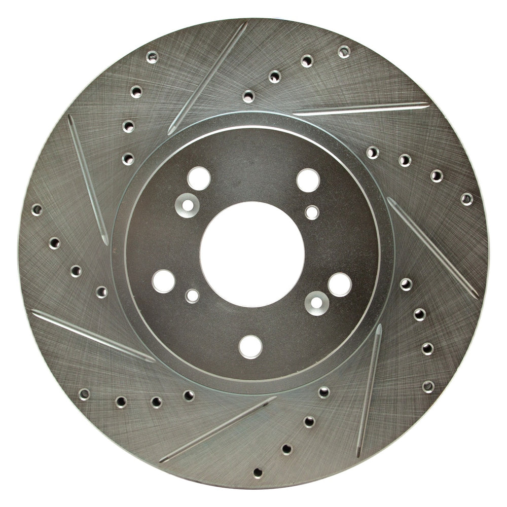R1 04-08 Acura TL Front Left Drilled & Slotted Silver Brake Rotor