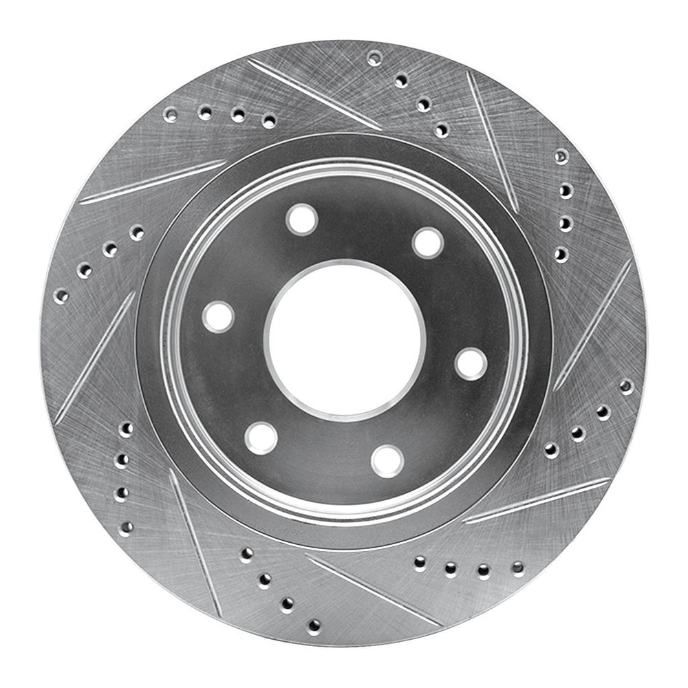 R1 05-07 Infiniti QX56 Front Left Drilled & Slotted Silver Brake Rotor