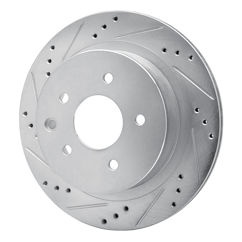 R1 02-25 Infiniti G35 Rear Left Drilled & Slotted Silver Brake Rotor