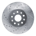 R1 14-20 Cadillac CT6 Front Left Drilled & Slotted Silver Brake Rotor